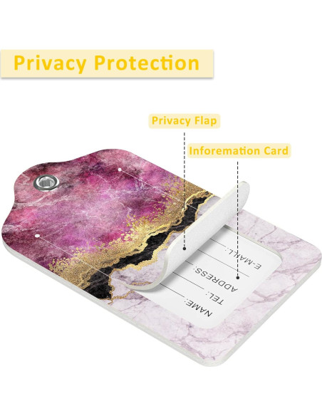 2 Etiquetas de Equipaje EOBKLAX de Cuero Mármol Abstracto