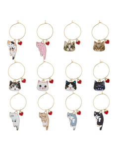 Marcadores de Copas de Vino BENECREAT Gato - 12 Estilos