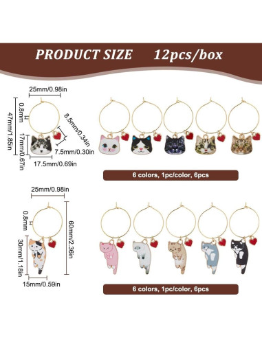 Marcadores de Copas de Vino BENECREAT Gato - 12 Estilos