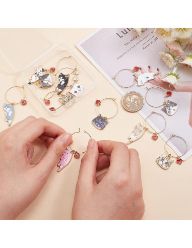 Marcadores de Copas de Vino BENECREAT Gato - 12 Estilos