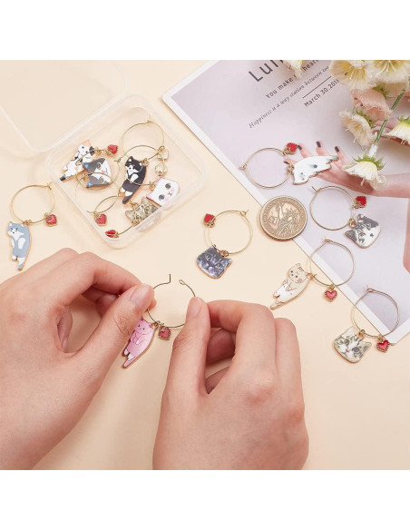 Marcadores de Copas de Vino BENECREAT Gato - 12 Estilos