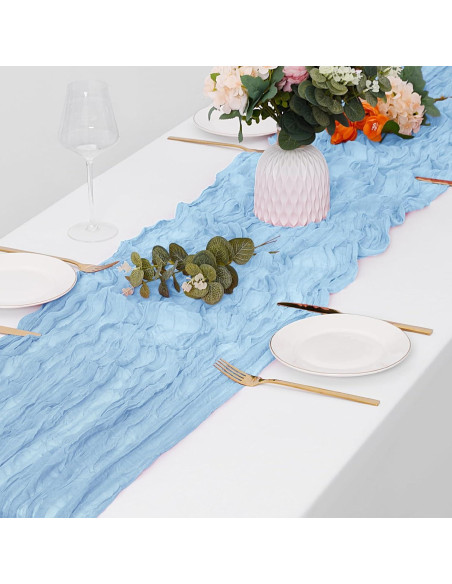 Paquete de 15 manteles de gasa azul bebé 43x274 cm Yorcari