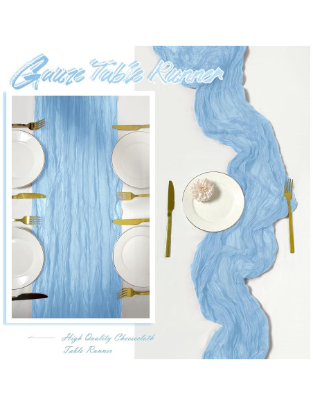 Paquete de 15 manteles de gasa azul bebé 43x274 cm Yorcari