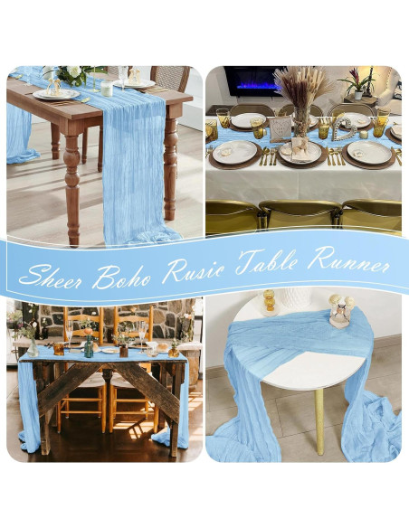 Paquete de 15 manteles de gasa azul bebé 43x274 cm Yorcari