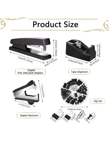 Juego de Suministros de Oficina Musejoy 9 en 1 Negro