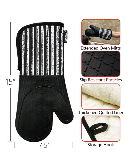 Manoplas de Silicona Alselo Resistentes al Calor 500C - Juego de 2