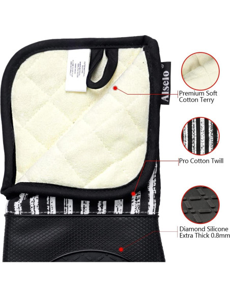 Manoplas de Silicona Alselo Resistentes al Calor 500C - Juego de 2