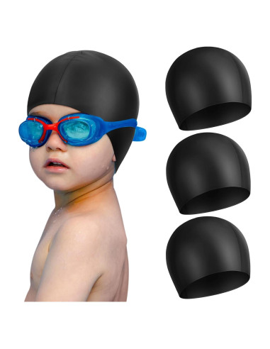 Gorros de Natación Silicona Janmercy 3 Pcs Niños y Adultos