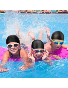 Gorros de Natación Silicona Janmercy 3 Pcs Niños y Adultos 2