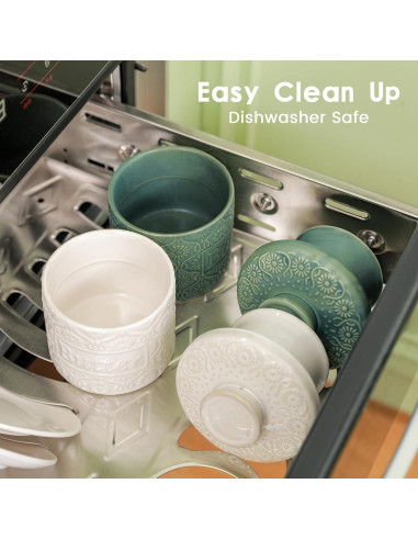 Crock de Mantequilla Cerámica iobiotio Azul con Tapa