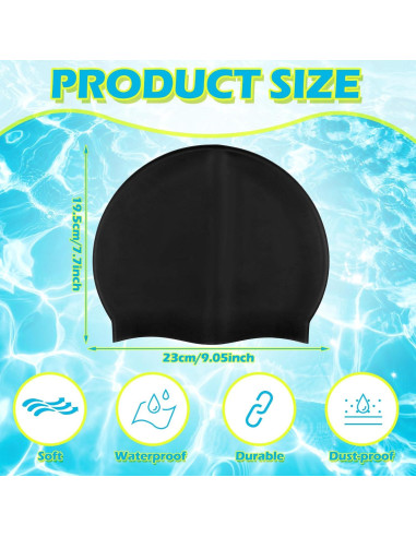 Gorros de Natación Silicona Janmercy 3 Pcs Niños y Adultos