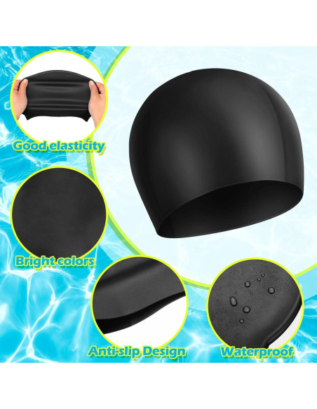 Gorros de Natación Silicona Janmercy 3 Pcs Niños y Adultos