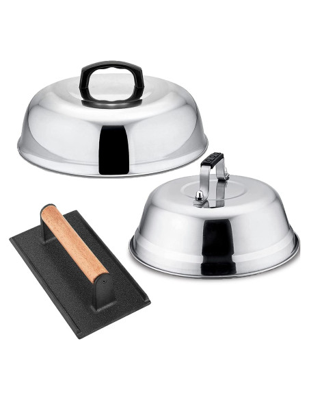 Set de Accesorios de Parrilla Leonyo: 2 Tapas y Prensa de Hierro Fundido
