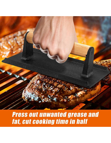 Set de Accesorios de Parrilla Leonyo: 2 Tapas y Prensa de Hierro Fundido