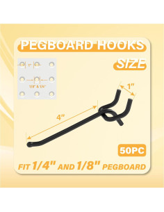 Ganchos para Tablero de Clavos BFPeaky 4" Alta Resistencia 50 Piezas 2