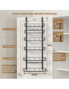 Organizador de despensa ajustable Delamu 6 niveles negro 2