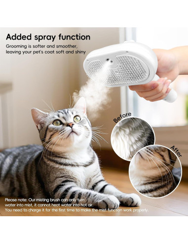 Cepillo de Vapor para Mascotas Jiazhichun con Spray y Autolimpieza