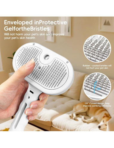 Cepillo de Vapor para Mascotas Jiazhichun con Spray y Autolimpieza