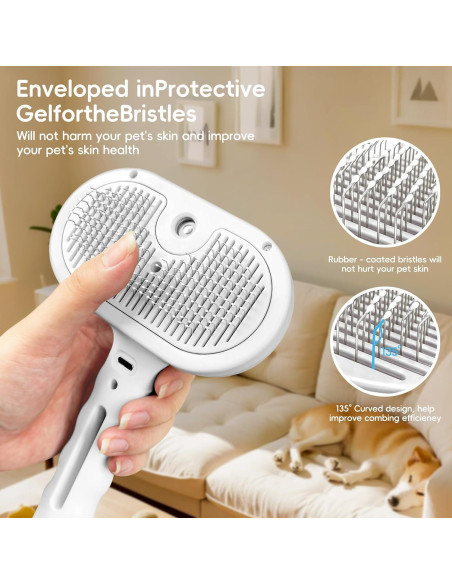 Cepillo de Vapor para Mascotas Jiazhichun con Spray y Autolimpieza