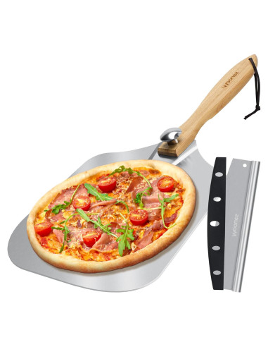 Paleta de Pizza de Aluminio 30 cm Mooues con Cortador Rocker