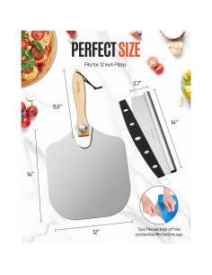 Paleta de Pizza de Aluminio 30 cm Mooues con Cortador Rocker 2