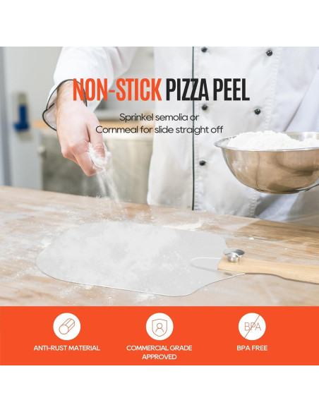 Paleta de Pizza de Aluminio 30 cm Mooues con Cortador Rocker
