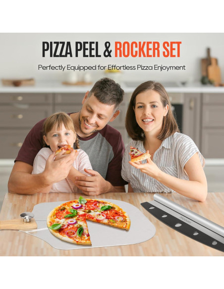 Paleta de Pizza de Aluminio 30 cm Mooues con Cortador Rocker