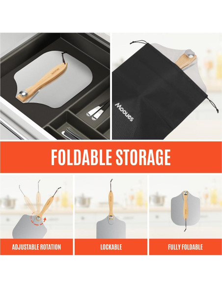 Paleta de Pizza de Aluminio 30 cm Mooues con Cortador Rocker