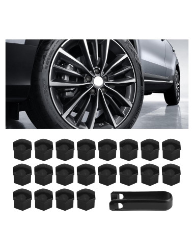 20 Cubiertas de Tuercas de Rueda Lyxheth 17mm Negro con Herramienta