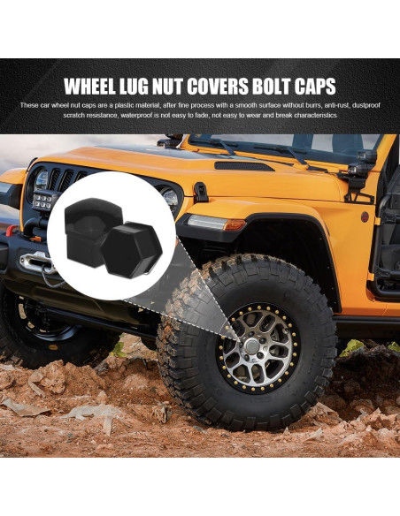 20 Cubiertas de Tuercas de Rueda Lyxheth 17mm Negro con Herramienta