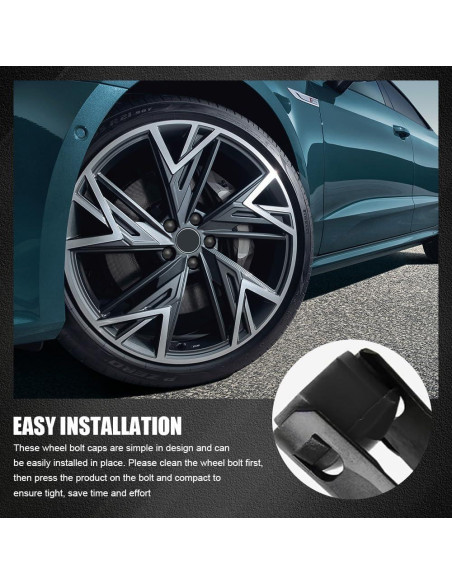 20 Cubiertas de Tuercas de Rueda Lyxheth 17mm Negro con Herramienta
