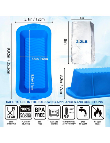 Molde de Hielo Extra Grande Vidotim 2PCS Silicona Reutilizable