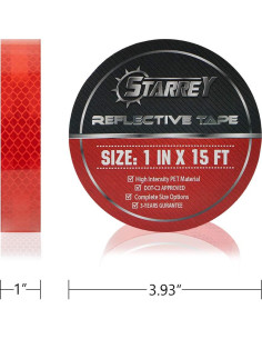 Cinta Reflectante de Seguridad 2.54 cm x 4.57 m Roja DOT-C2 2