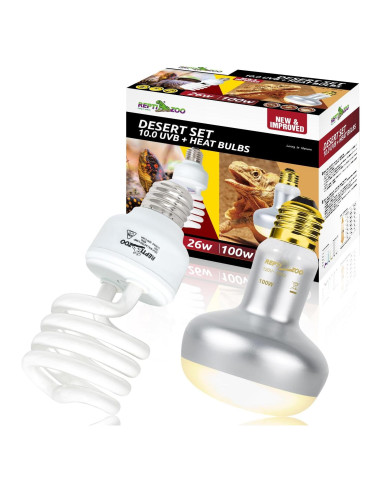 Paquete de Bombillas para Reptiles REPTI ZOO 100W y 26W UVB