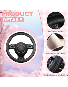 Cubierta de Volante Negra BubabyZZ 15 Pulgadas Antideslizante 2