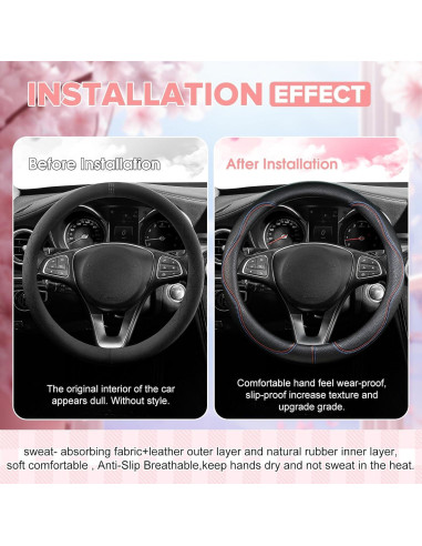 Cubierta de Volante Negra BubabyZZ 15 Pulgadas Antideslizante