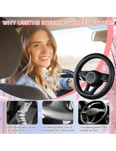 Cubierta de Volante Negra BubabyZZ 15 Pulgadas Antideslizante