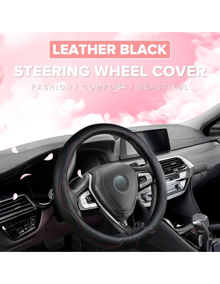 Cubierta de Volante Negra BubabyZZ 15 Pulgadas Antideslizante