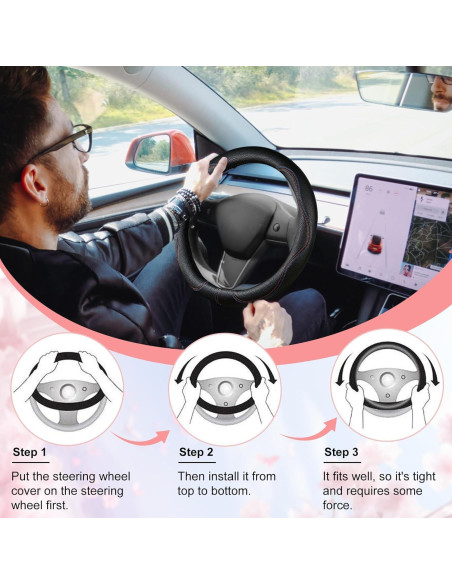 Cubierta de Volante Negra BubabyZZ 15 Pulgadas Antideslizante