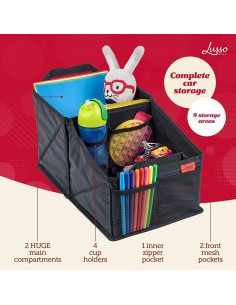 Organizador de Asiento Trasero Lusso Gear - Oxford Negro - 9 Compartimentos 2