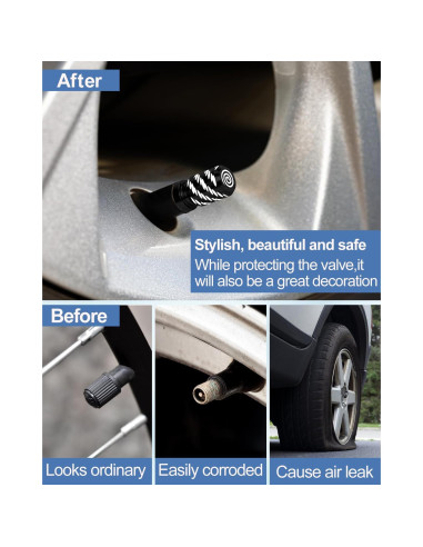 4 Tapas de Válvula de Neumático Whtawtaw GM-4 Aluminio Negro