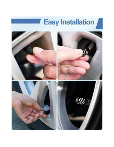 4 Tapas de Válvula de Neumático Whtawtaw GM-4 Aluminio Negro