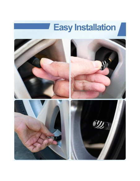 4 Tapas de Válvula de Neumático Whtawtaw GM-4 Aluminio Negro