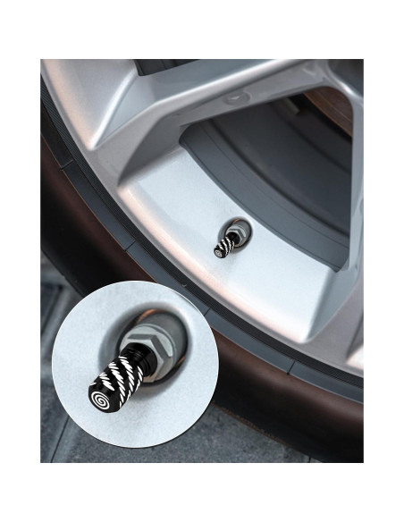 4 Tapas de Válvula de Neumático Whtawtaw GM-4 Aluminio Negro