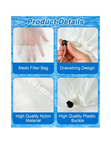 4 Bolsas de Filtro de Malla Fina Sshou-Store 21x31cm para Piscina