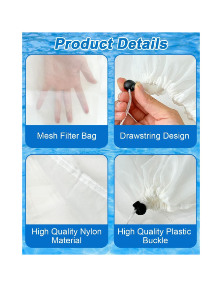 4 Bolsas de Filtro de Malla Fina Sshou-Store 21x31cm para Piscina