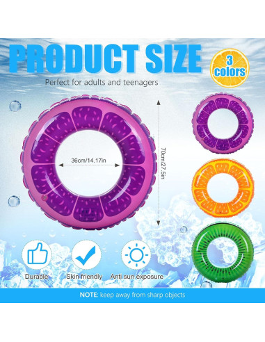 9 Flotadores Inflables para Piscina Leitee 70 cm Resistente UV