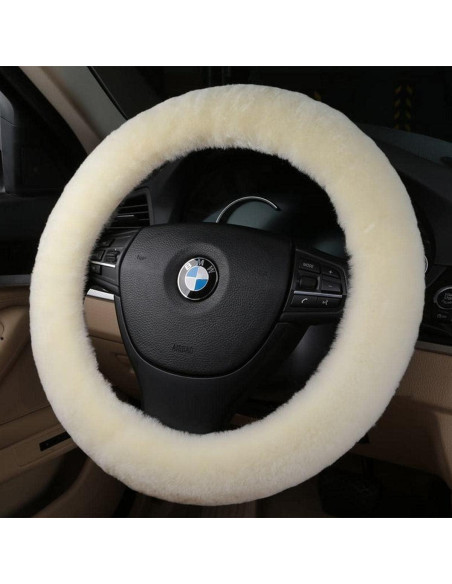 Cubierta de Volante de Piel de Oveja Sisha-A Beige 35-42 cm