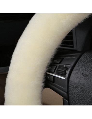 Cubierta de Volante de Piel de Oveja Sisha-A Beige 35-42 cm