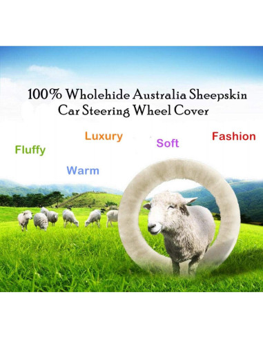 Cubierta de Volante de Piel de Oveja Sisha-A Beige 35-42 cm